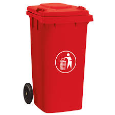 Contenedor de basura 120 litros con ruedas color rojo