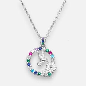 Collar Colibrí Flores Circones Multicolor
