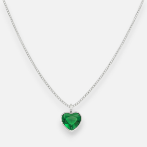 Collar Corazón Circón Punto de Luz Esmeralda